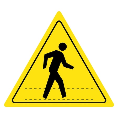 5S Supplies Pedestrian Crossing Floor Sign 12in Diameter Non Slip Floor Sign FS-TRPEDDS-12